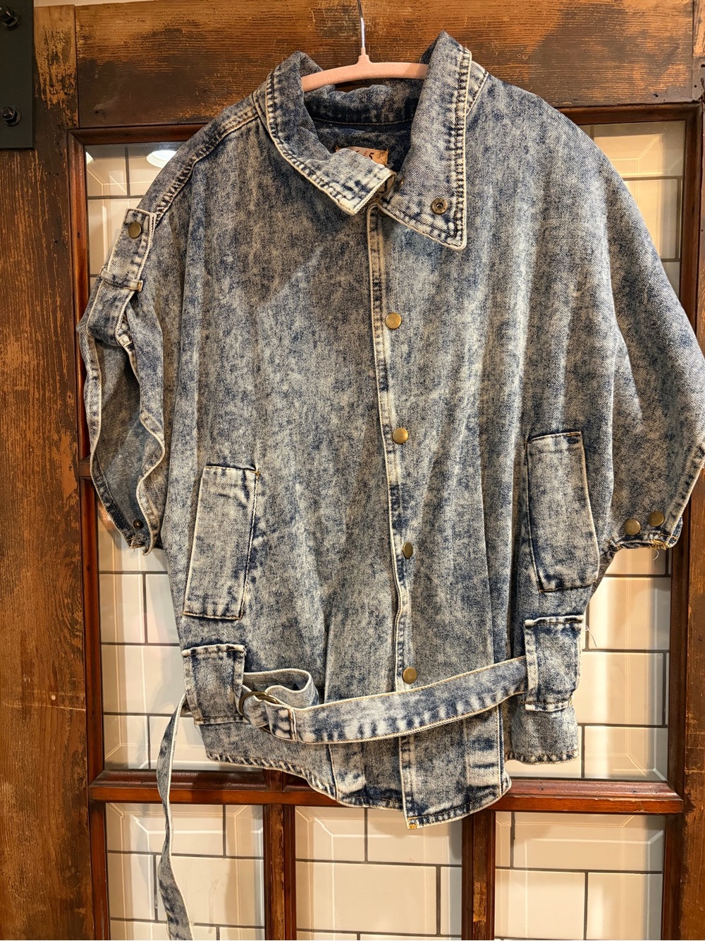 Vintage Acid Wash Denim vest - Blue size medium